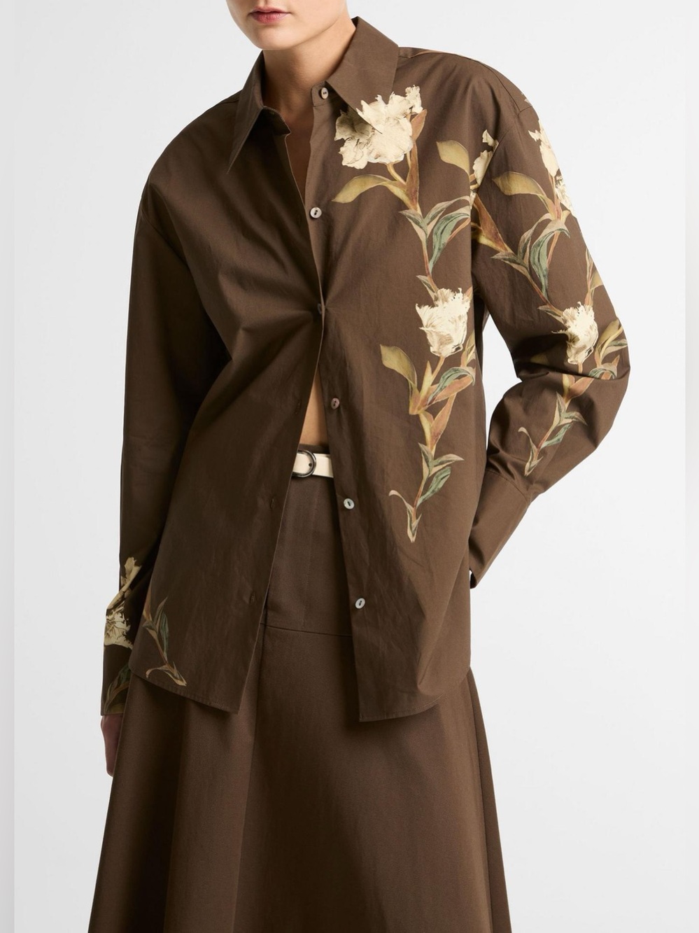 NWT $368 Vince Placed Iris Cotton Button-Front Shirt